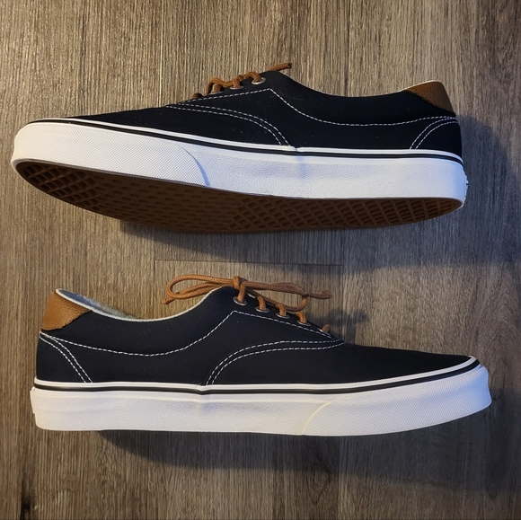 Vans Era Canvas Leather Casual Sneakers 721356 Mens Size 11.5 Blue Brown Leather - Picture 4 of 6
